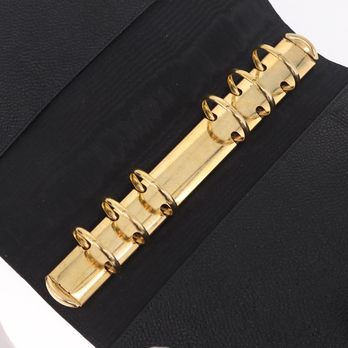 CHANEL Bicolore Day Planner Cover Caviar Skin Black Gold CC Auth gh2450V