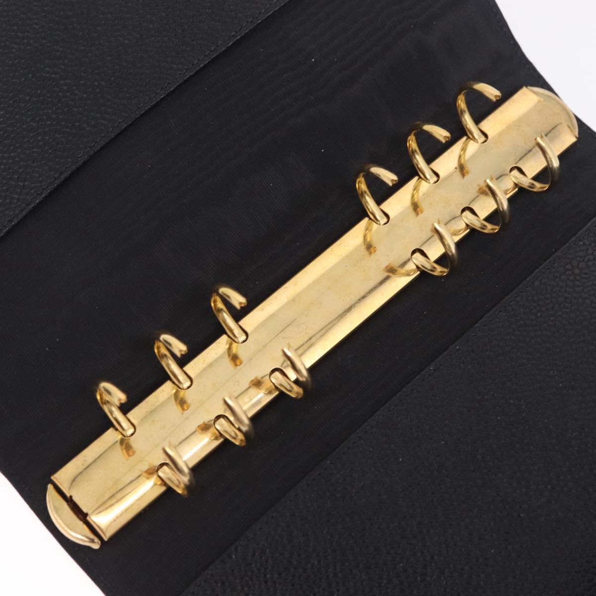 CHANEL Bicolore Day Planner Cover Caviar Skin Black Gold CC Auth gh2450V