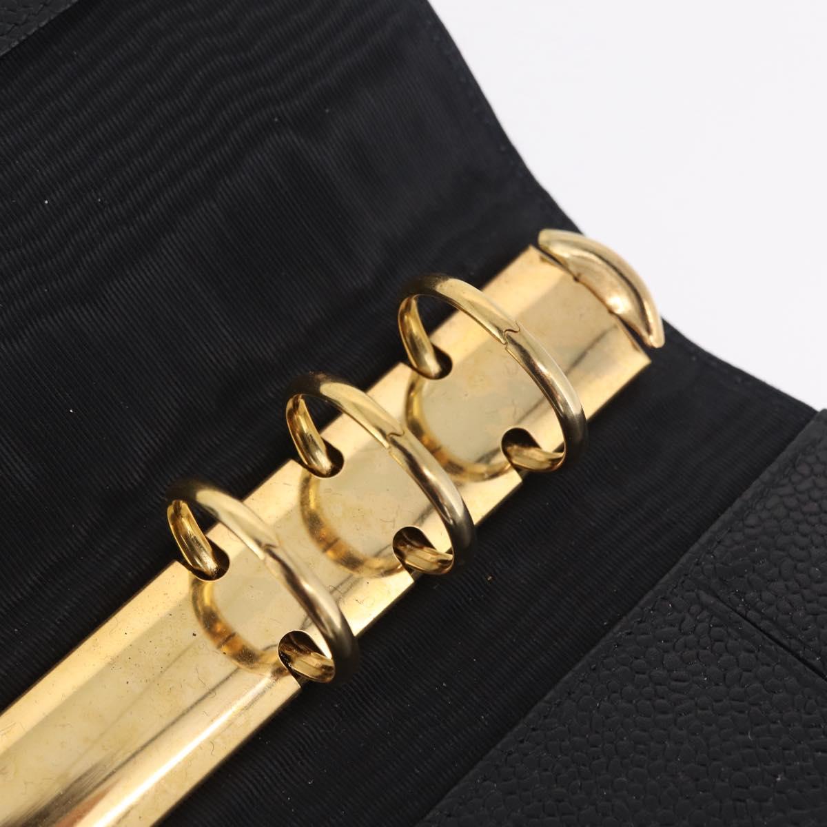 CHANEL Bicolore Day Planner Cover Caviar Skin Black Gold CC Auth gh2450V