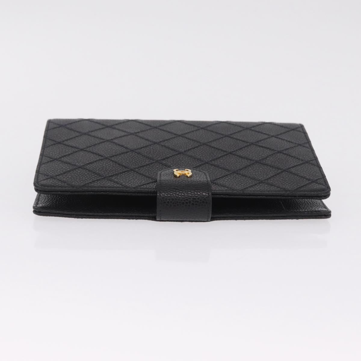 CHANEL Bicolore Day Planner Cover Caviar Skin Black Gold CC Auth gh2450V