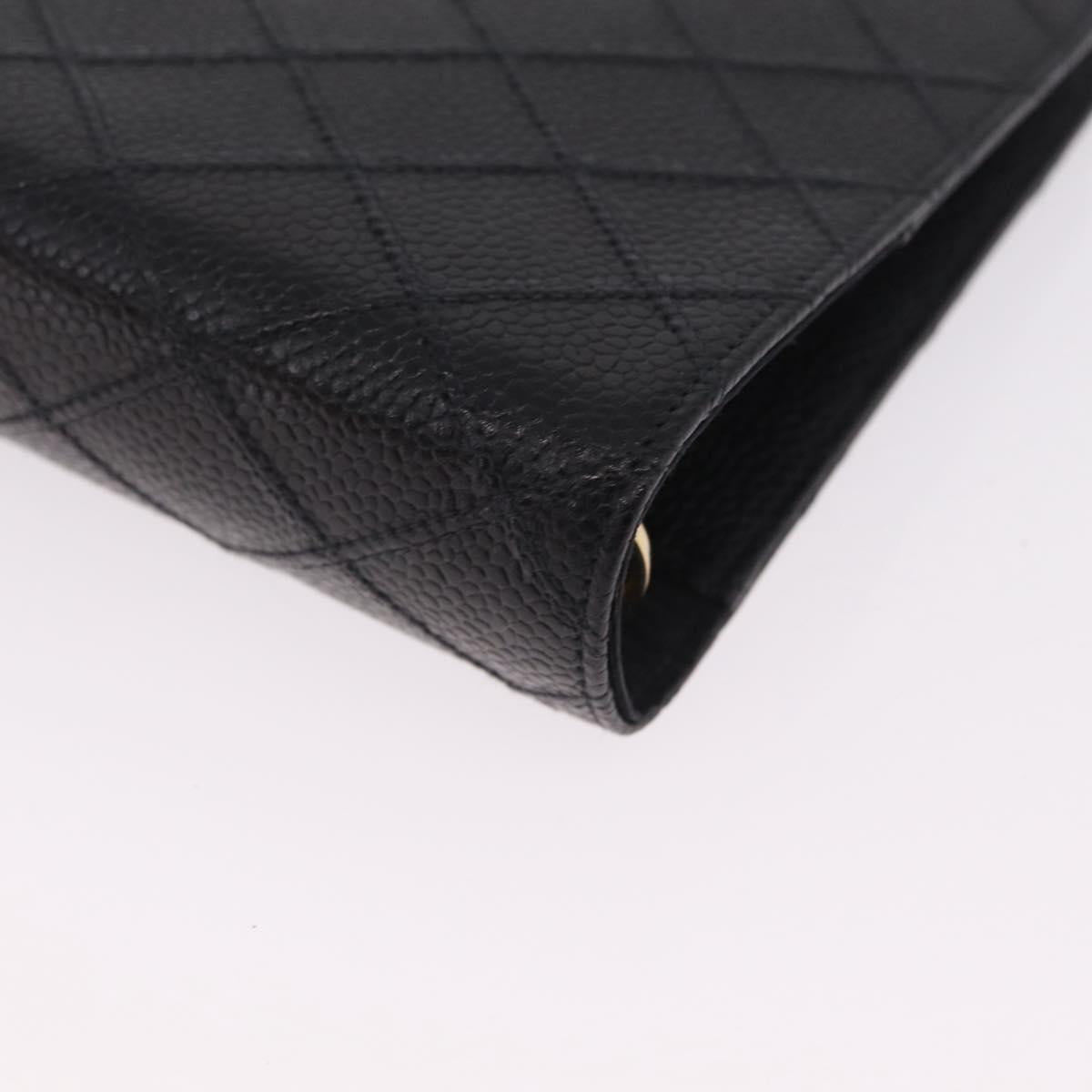 CHANEL Bicolore Day Planner Cover Caviar Skin Black Gold CC Auth gh2450V