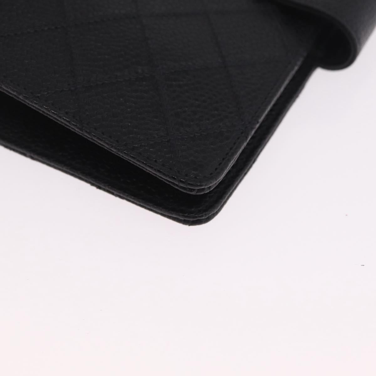 CHANEL Bicolore Day Planner Cover Caviar Skin Black Gold CC Auth gh2450V
