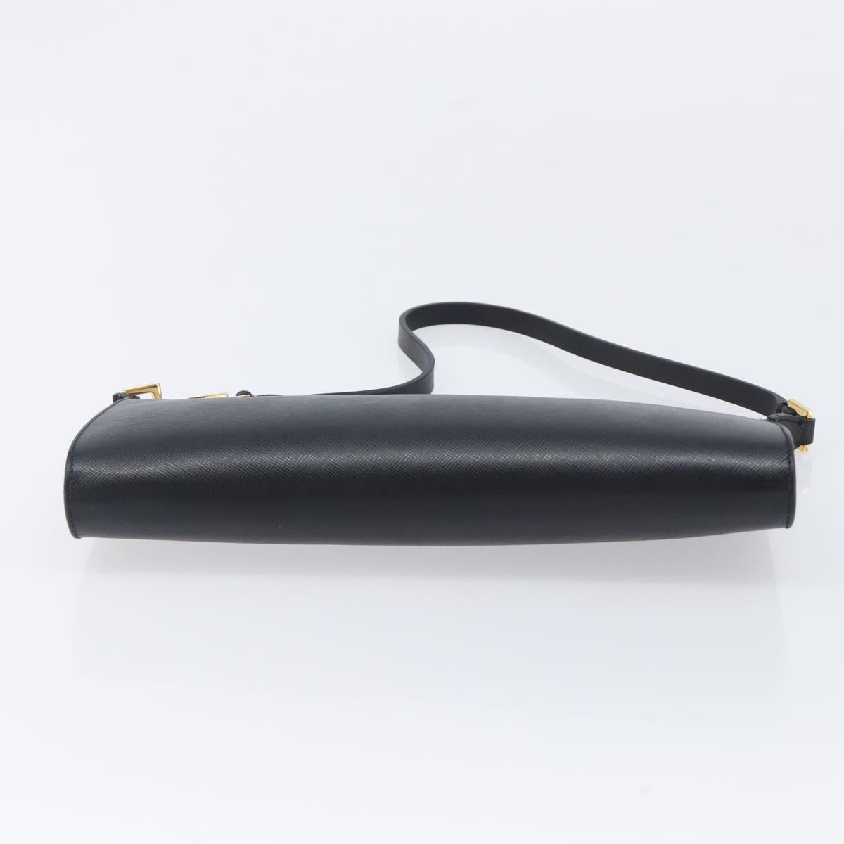 Salvatore Ferragamo Gancini Hand Bag Leather Black Gold Auth gh2454