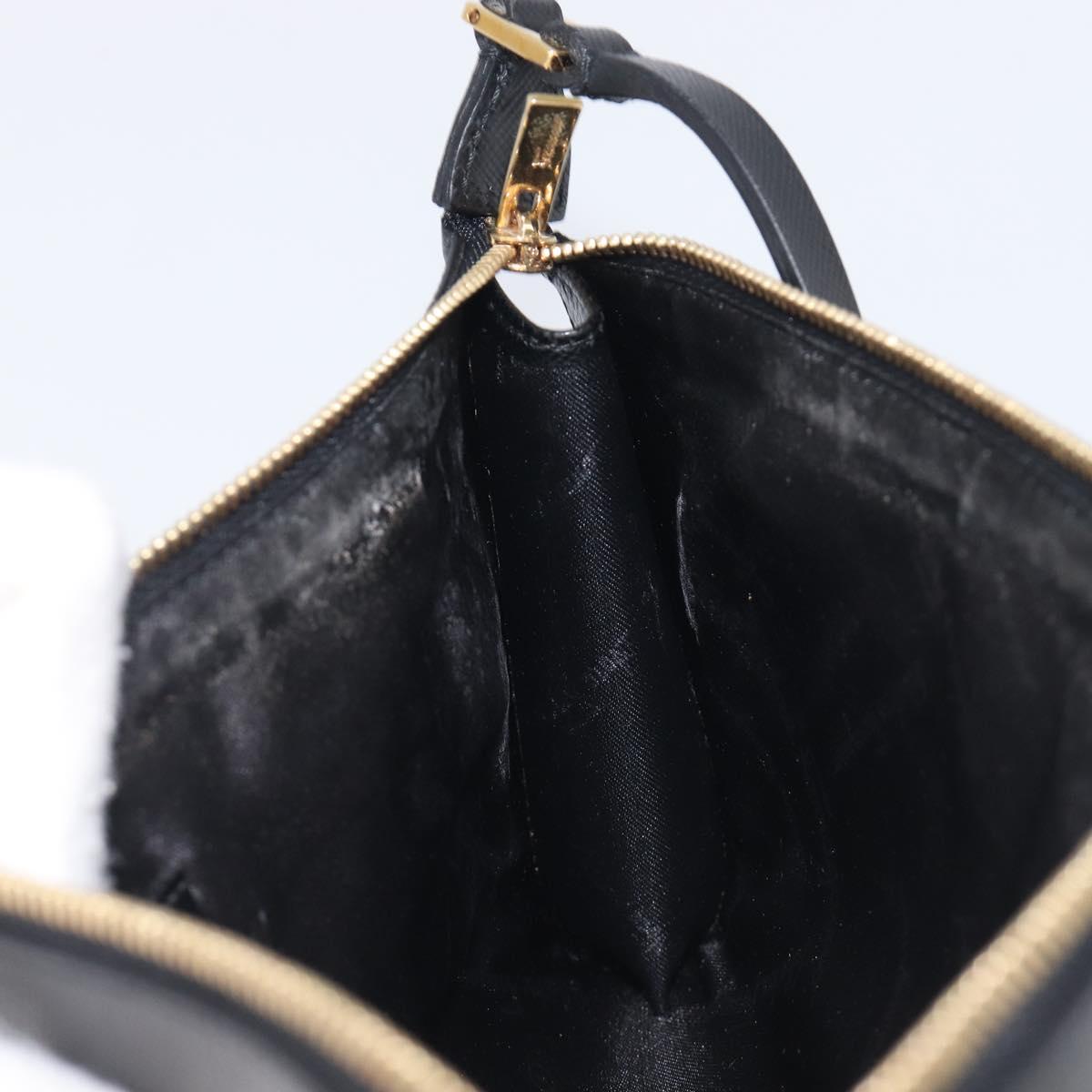 Salvatore Ferragamo Gancini Hand Bag Leather Black Gold Auth gh2454