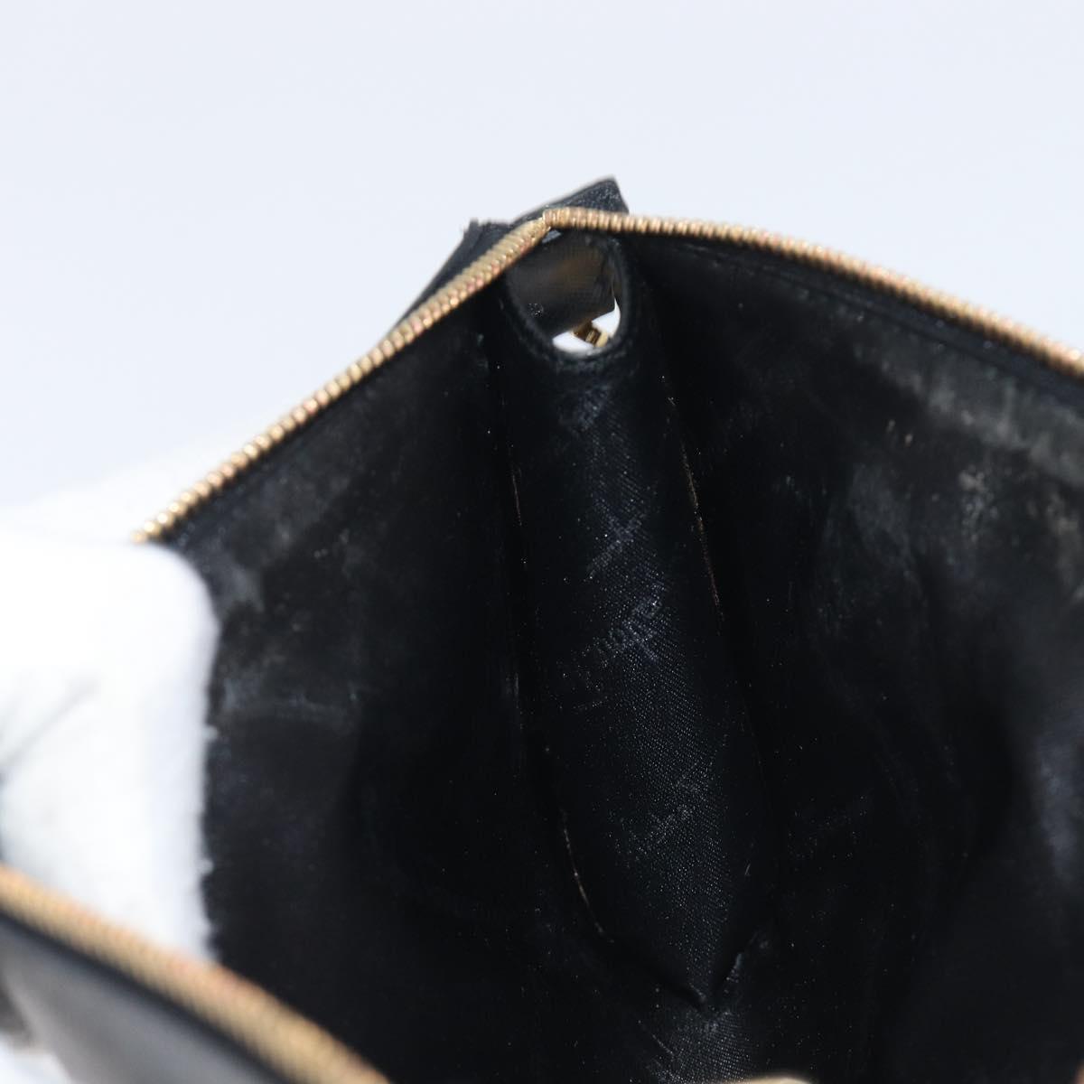 Salvatore Ferragamo Gancini Hand Bag Leather Black Gold Auth gh2454