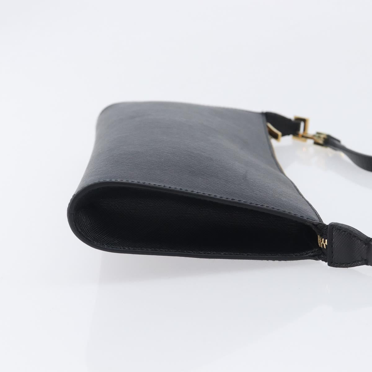 Salvatore Ferragamo Gancini Hand Bag Leather Black Gold Auth gh2454