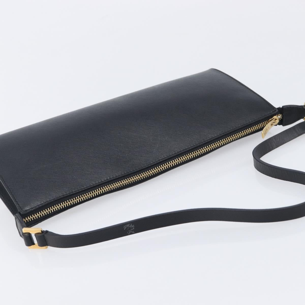 Salvatore Ferragamo Gancini Hand Bag Leather Black Gold Auth gh2454