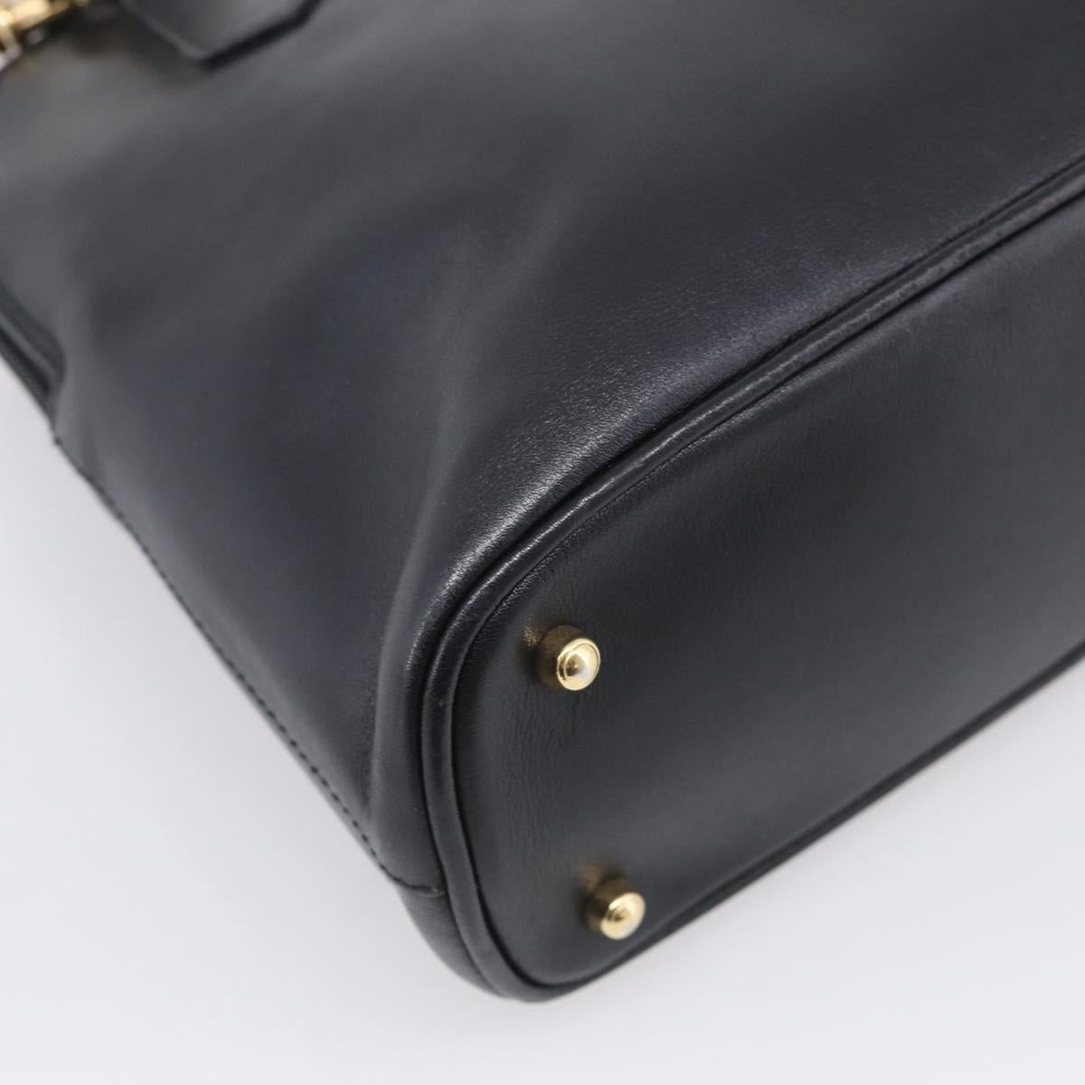 GUCCI Bamboo Hand Bag Leather 2way Black Gold 000 2122 0290 Auth gh2458