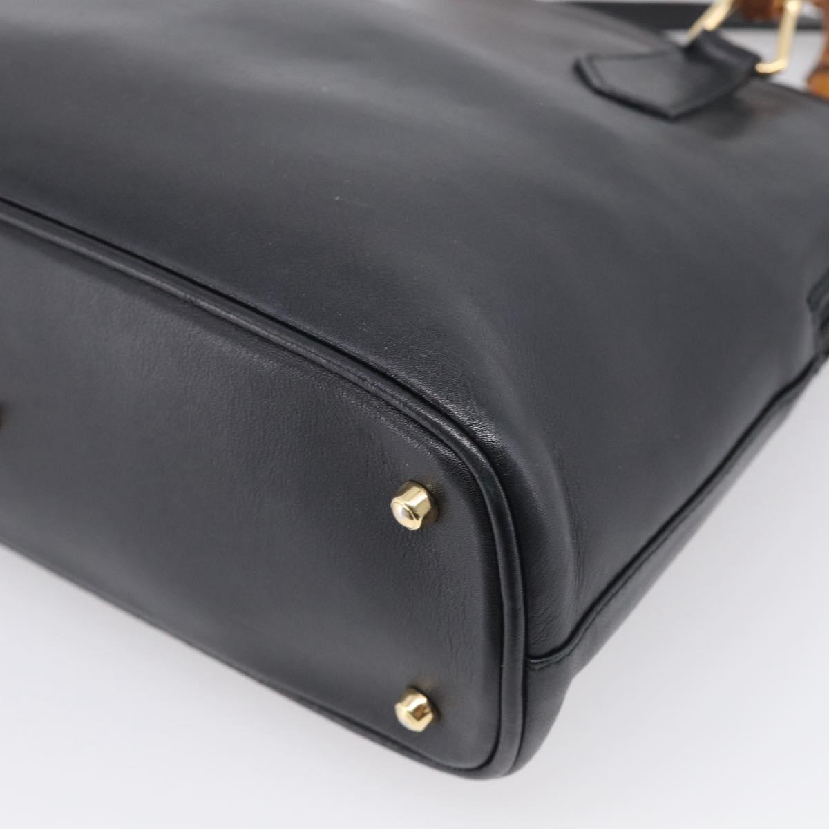 GUCCI Bamboo Hand Bag Leather 2way Black Gold 000 2122 0290 Auth gh2458