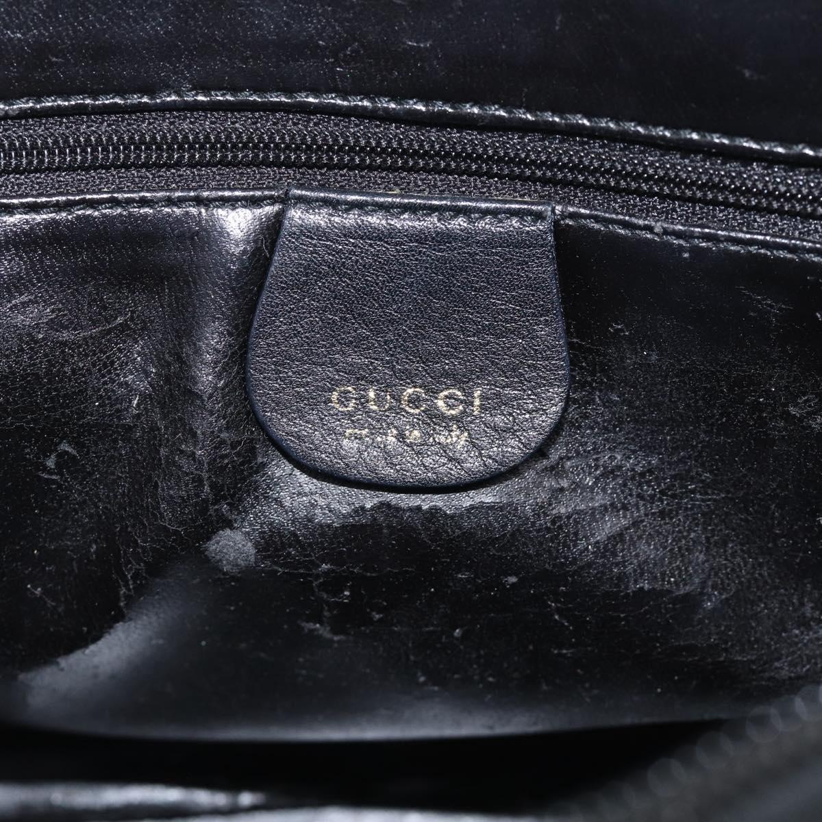 GUCCI Bamboo Hand Bag Leather 2way Black Gold 000 2122 0290 Auth gh2458