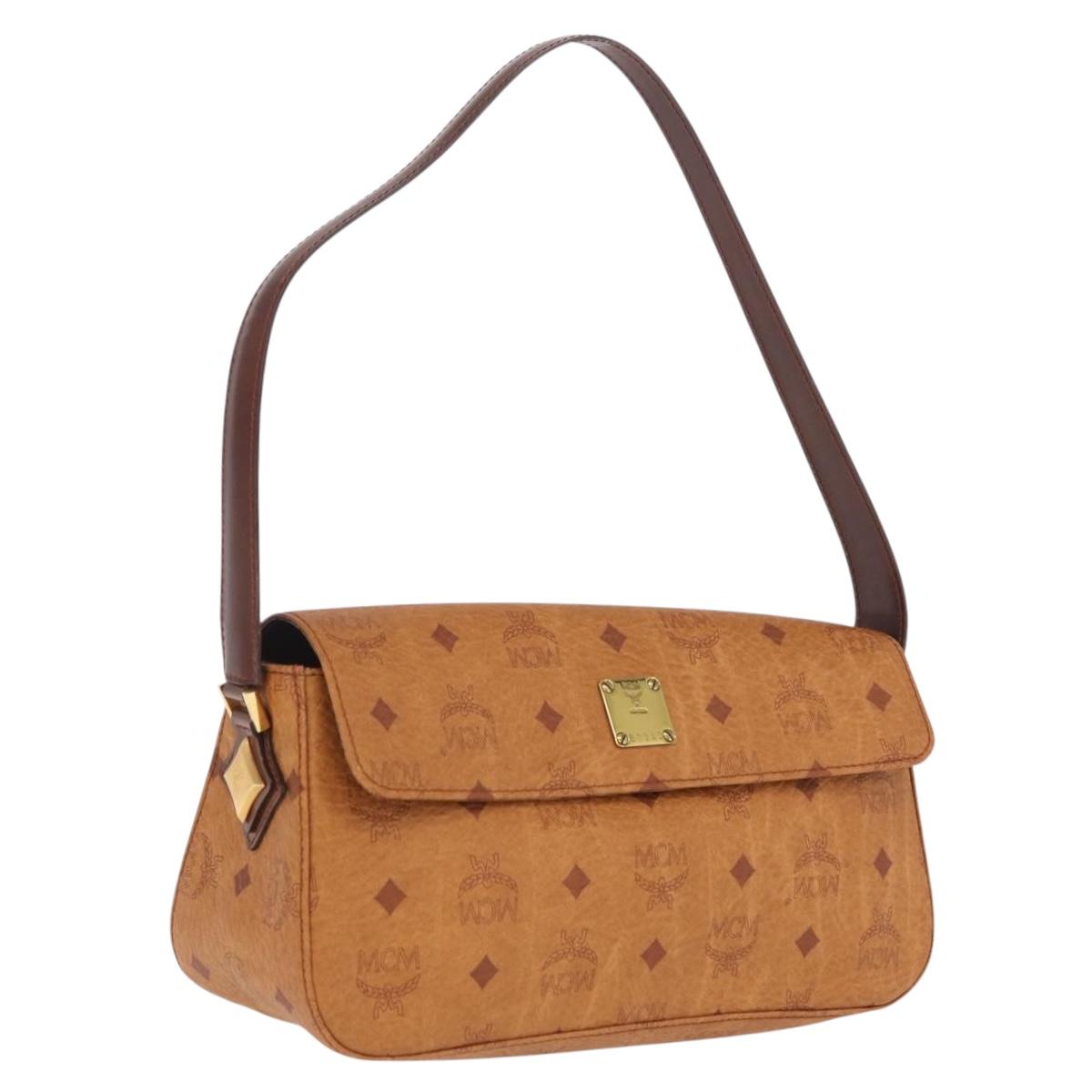 MCM Vicetos Shoulder Bag PVC Leather Brown Gold Auth gh2460A