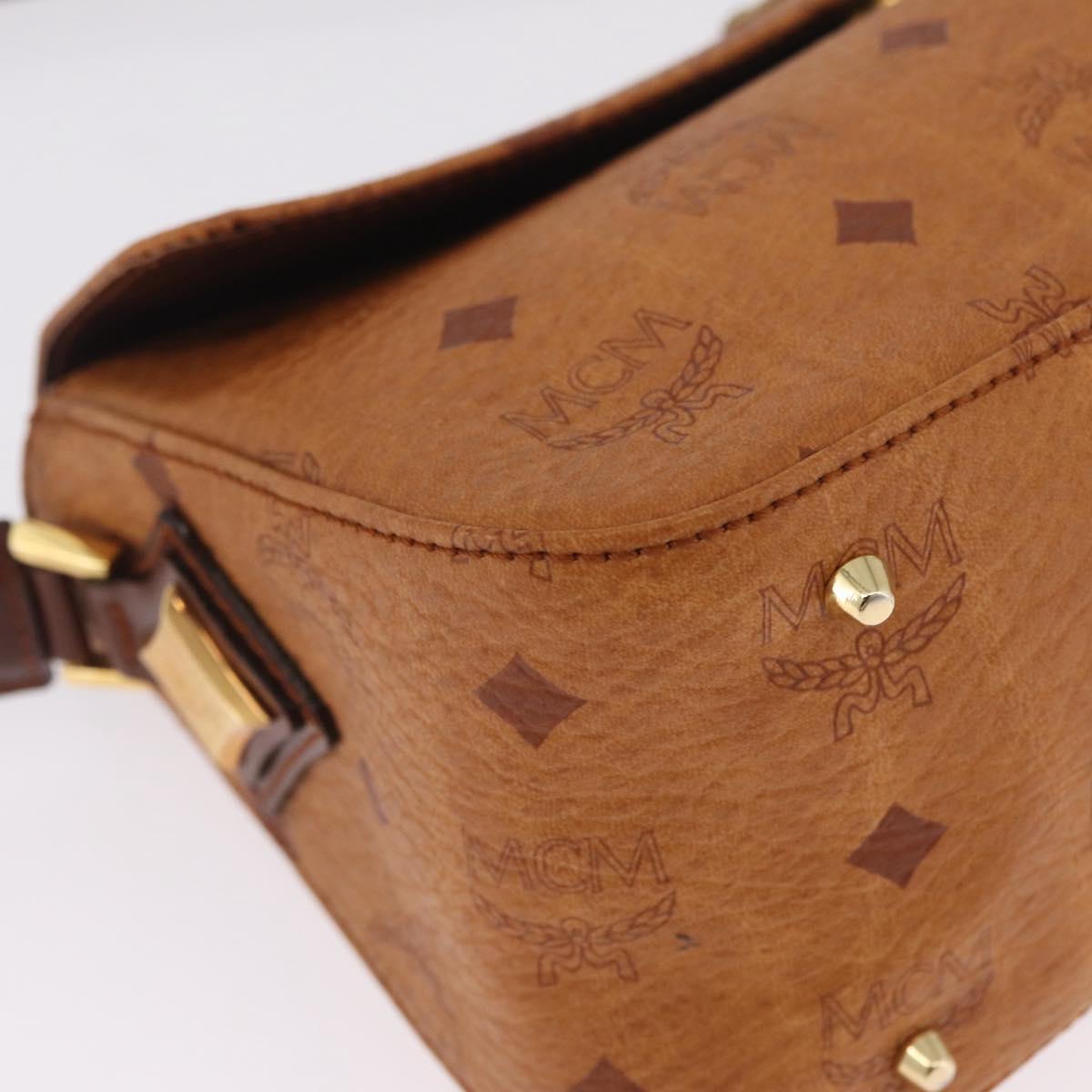 MCM Vicetos Shoulder Bag PVC Leather Brown Gold Auth gh2460A