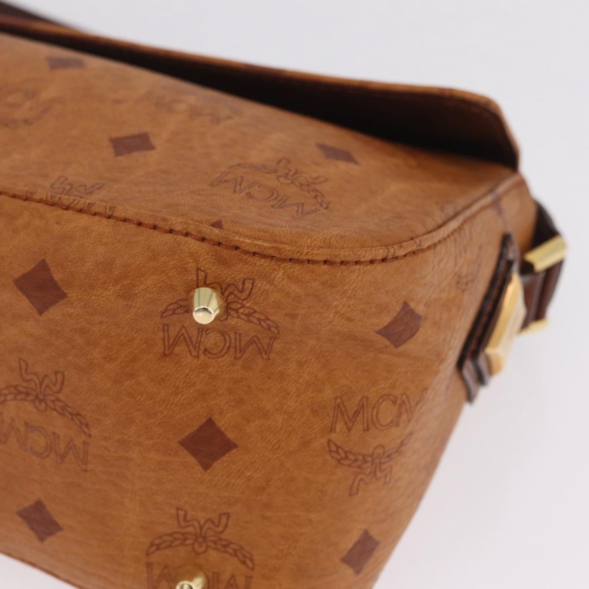MCM Vicetos Shoulder Bag PVC Leather Brown Gold Auth gh2460A