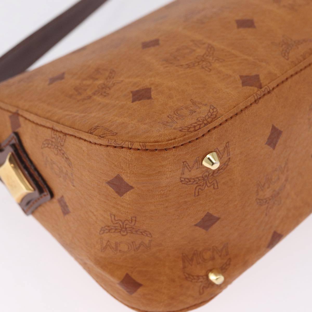 MCM Vicetos Shoulder Bag PVC Leather Brown Gold Auth gh2460A