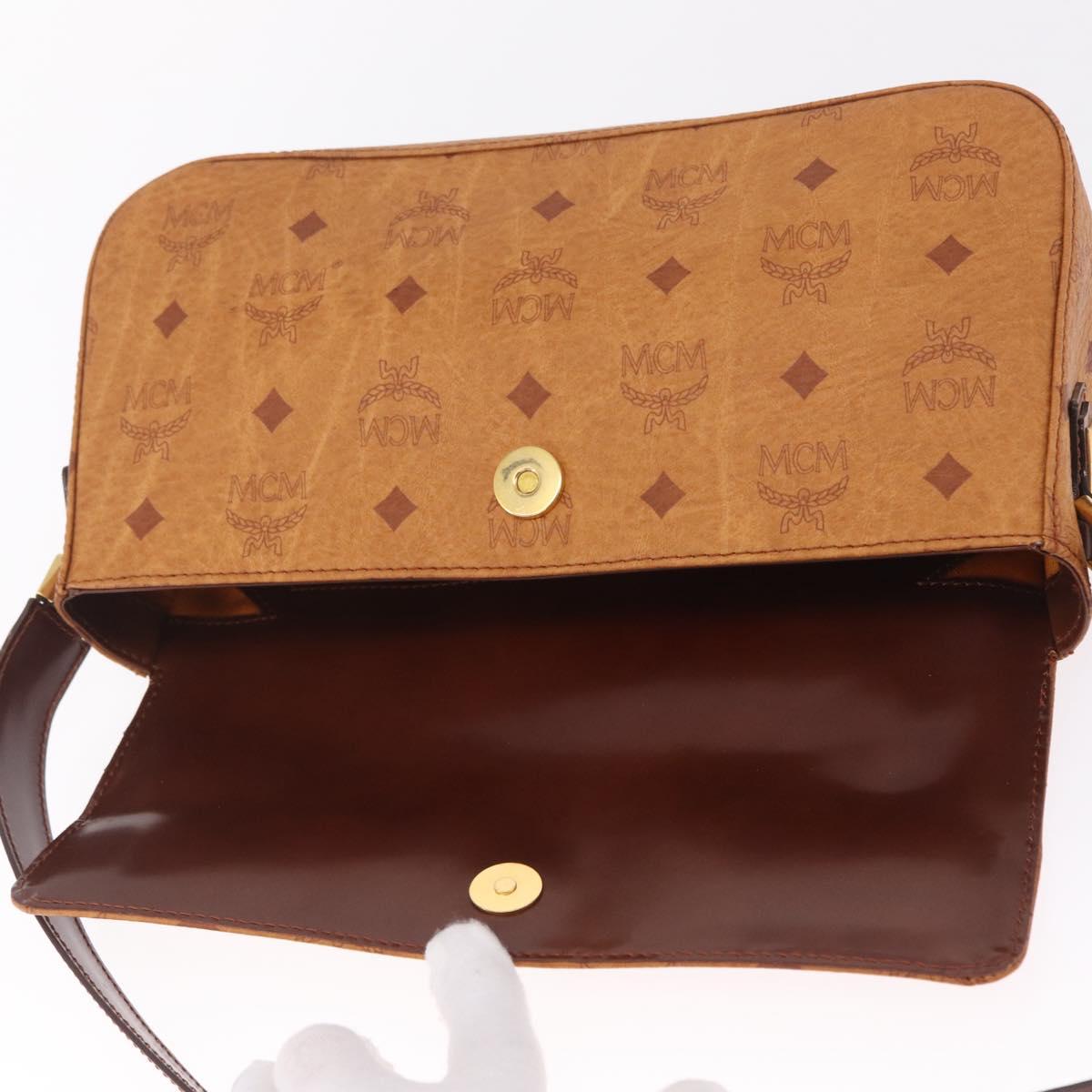 MCM Vicetos Shoulder Bag PVC Leather Brown Gold Auth gh2460A