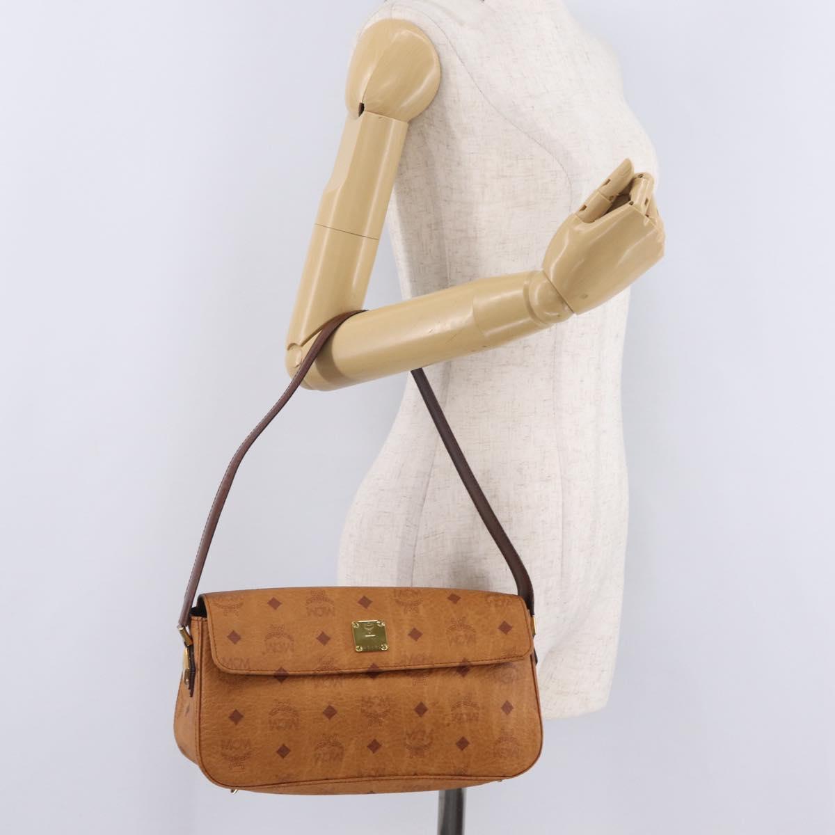 MCM Vicetos Shoulder Bag PVC Leather Brown Gold Auth gh2460A