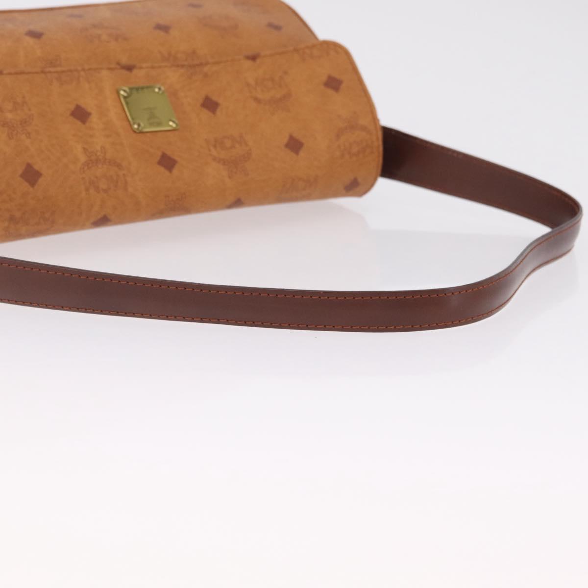 MCM Vicetos Shoulder Bag PVC Leather Brown Gold Auth gh2460A