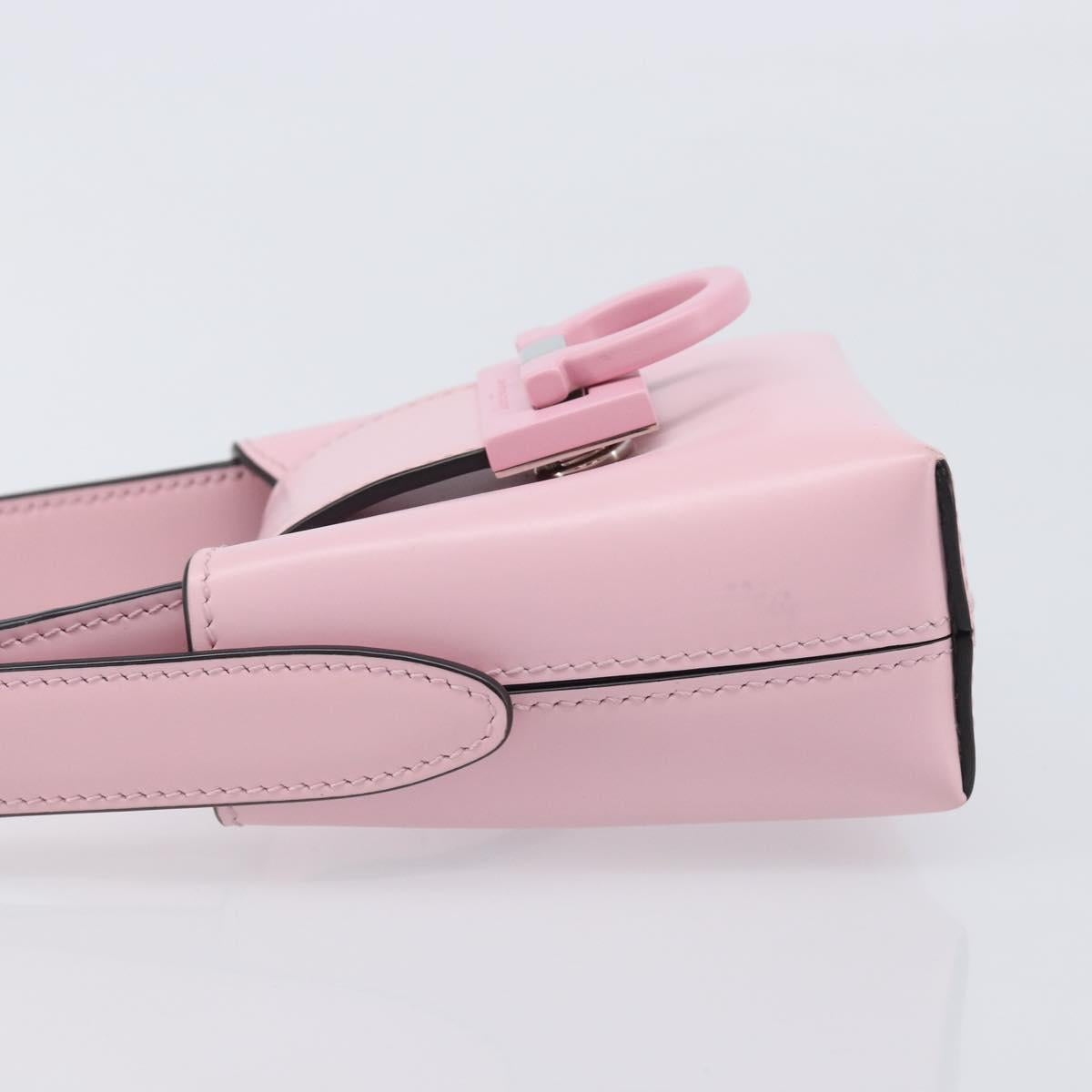 Salvatore Ferragamo Gancini Mini Hand Bag Leather Pink Auth gh2461V