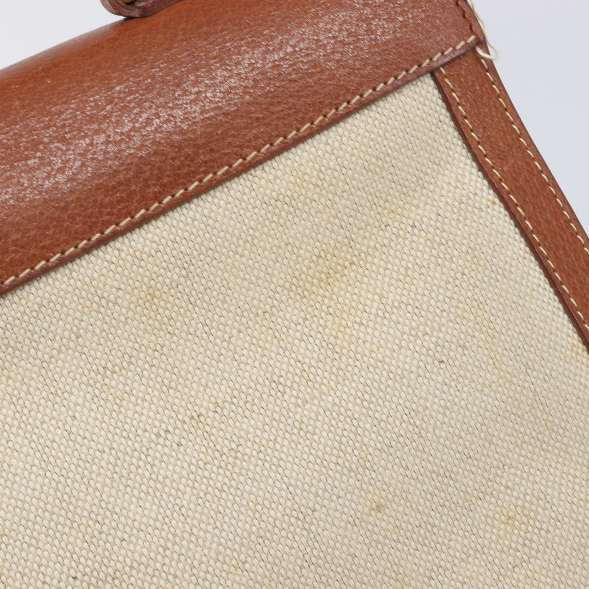 GUCCI Hand Bag Leather Canvas Beige Gold 000 256 0192 Auth gh2466