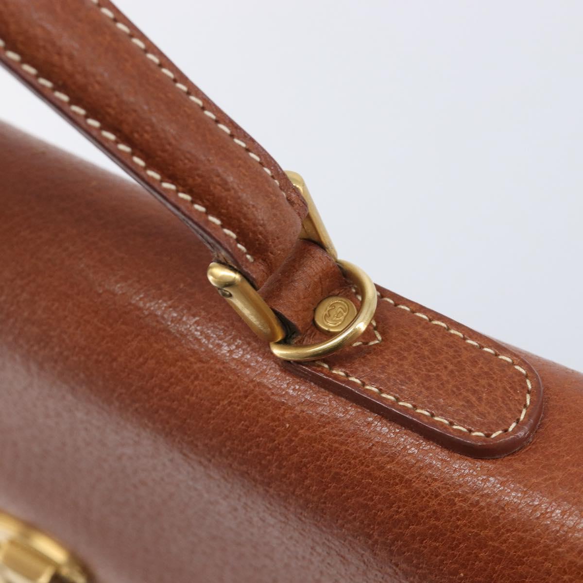 GUCCI Hand Bag Leather Canvas Beige Gold 000 256 0192 Auth gh2466
