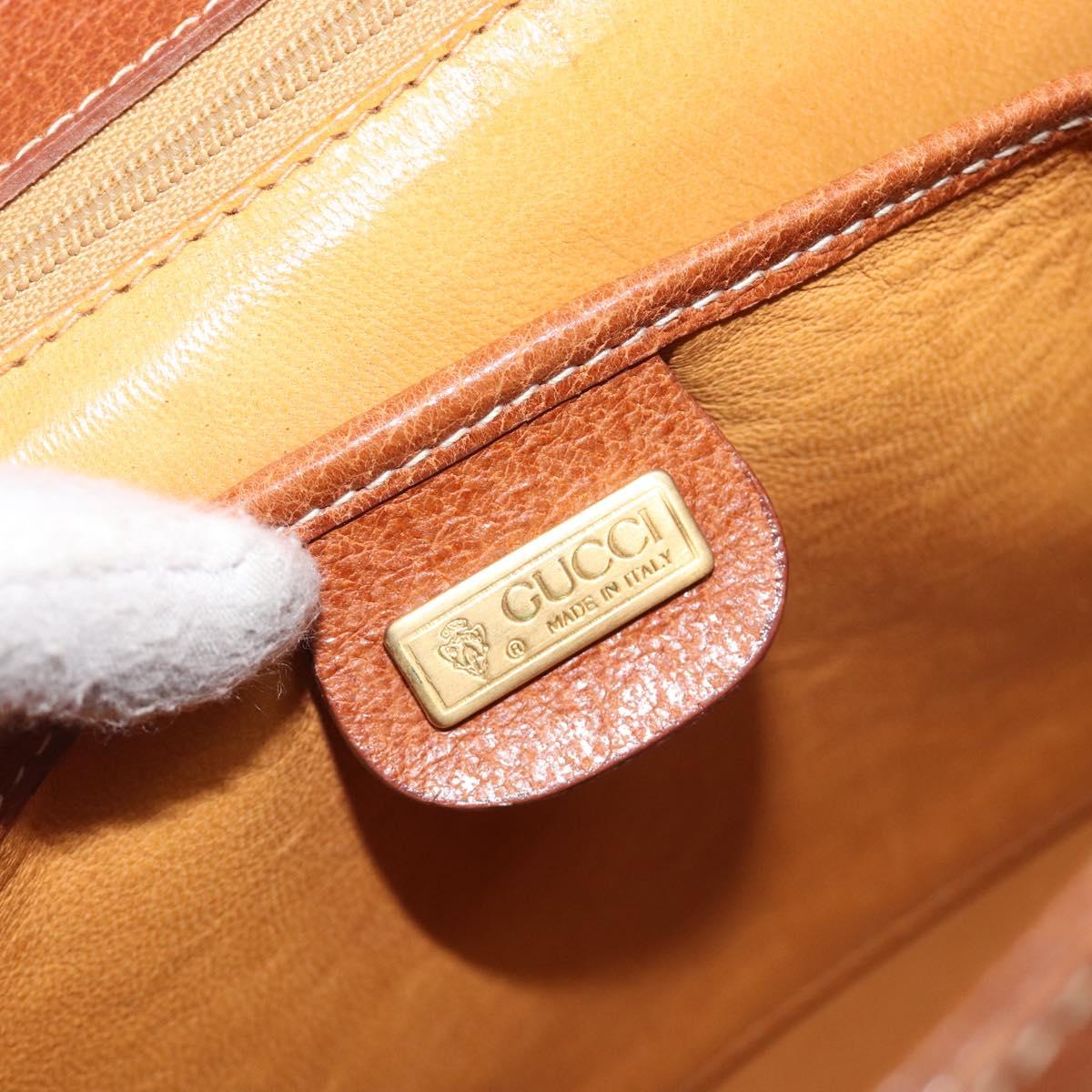 GUCCI Hand Bag Leather Canvas Beige Gold 000 256 0192 Auth gh2466