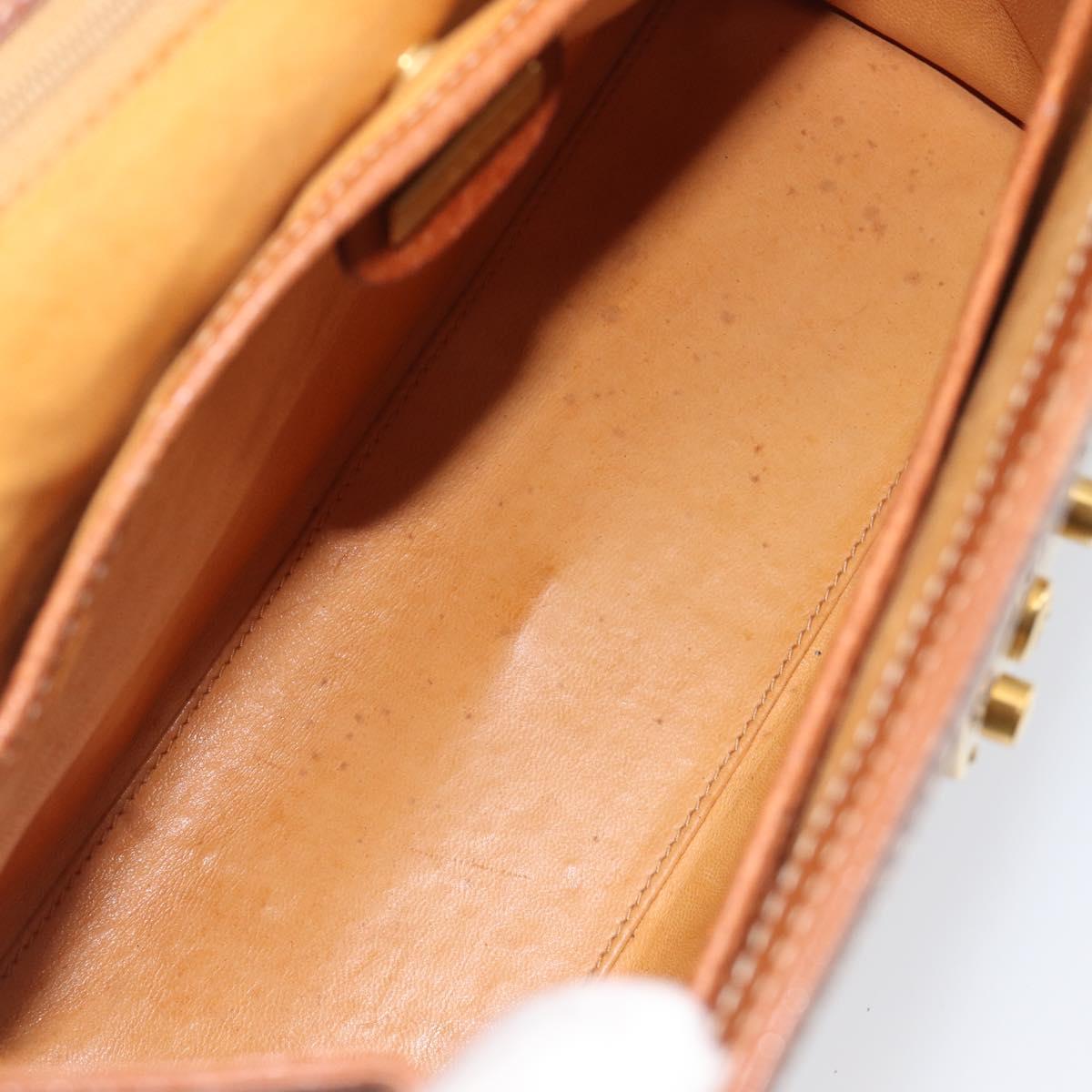 GUCCI Hand Bag Leather Canvas Beige Gold 000 256 0192 Auth gh2466