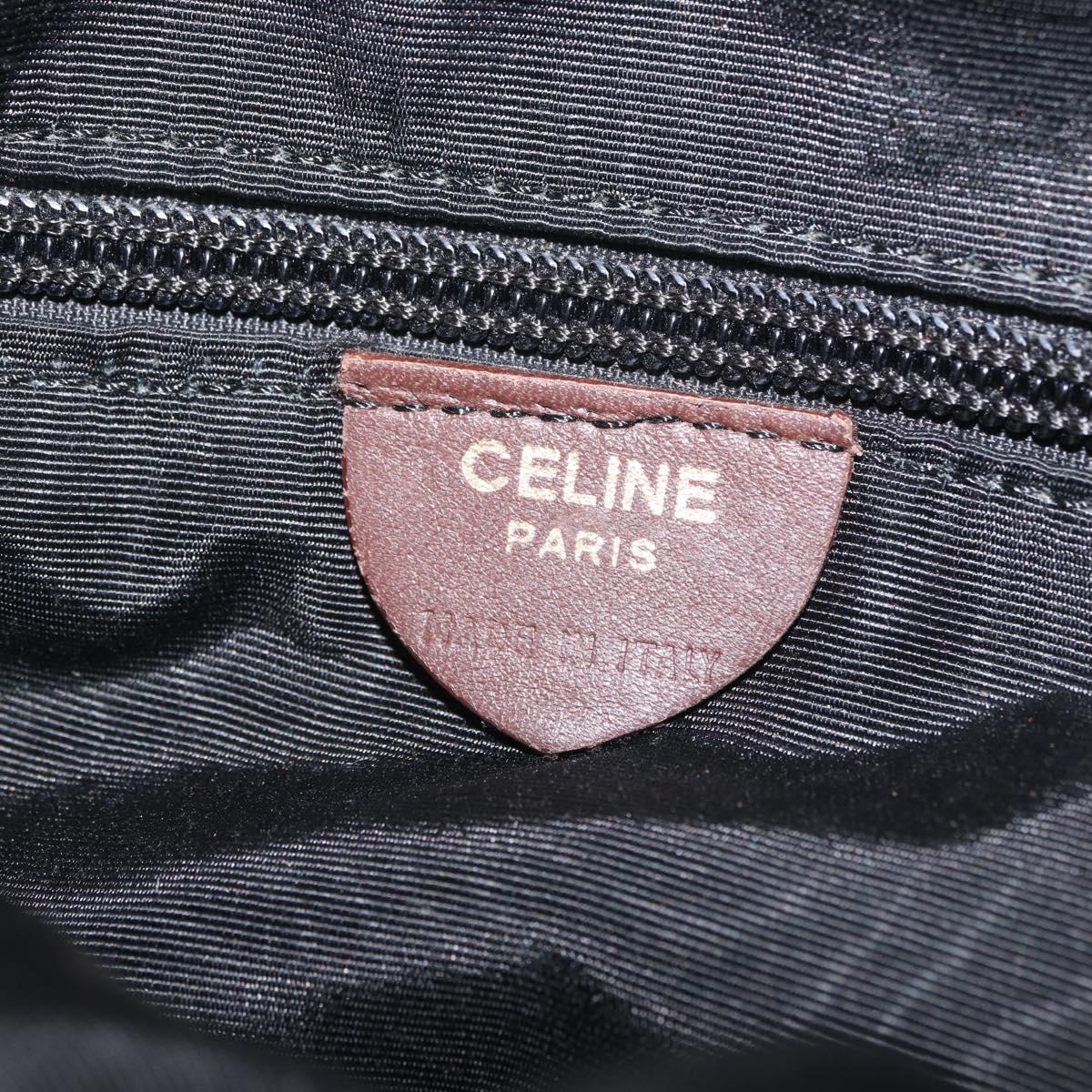 CELINE Hand Bag Nylon Brown Gold Auth gh2468
