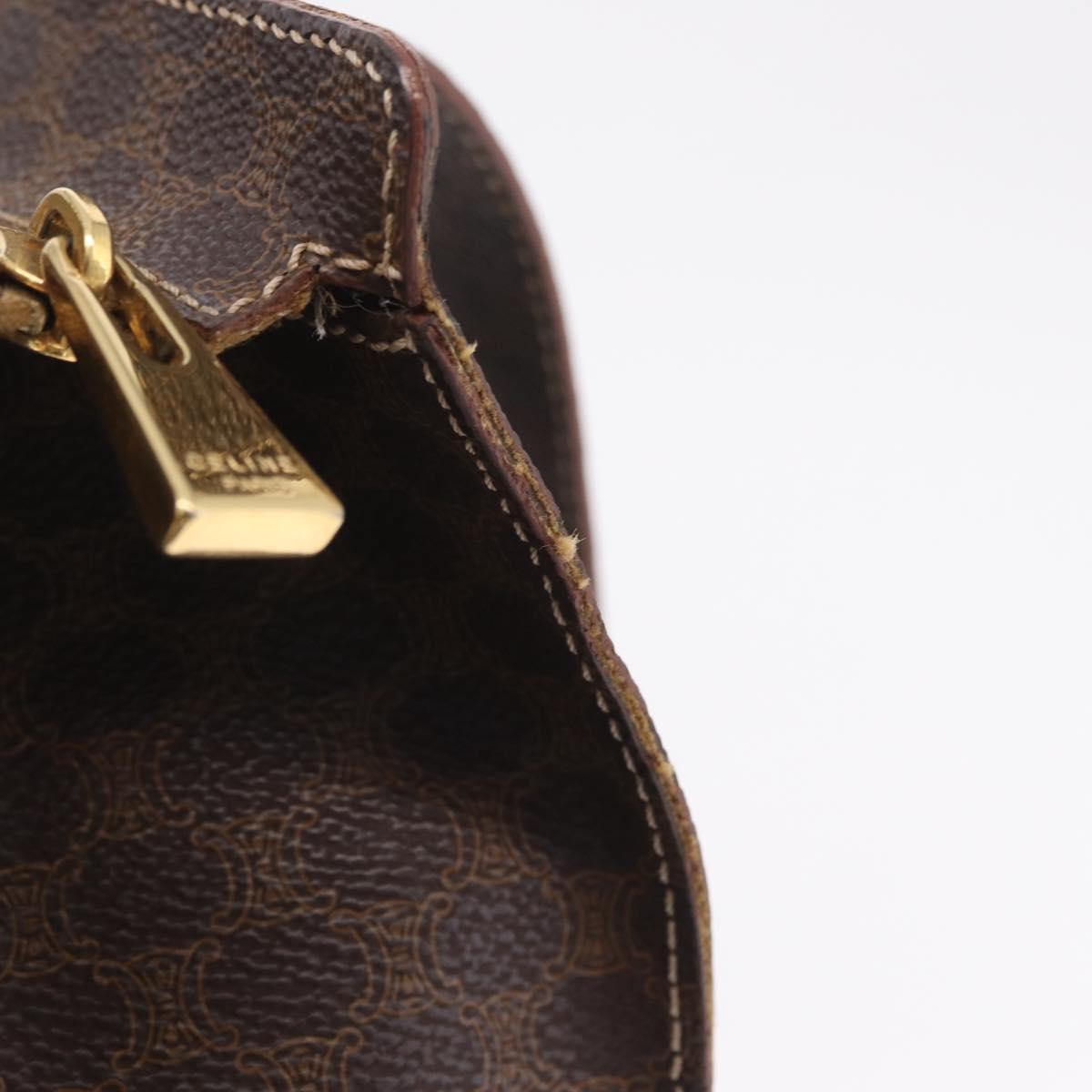 CELINE Macadam Canvas Tote Bag PVC Leather Brown Gold Auth gh2470