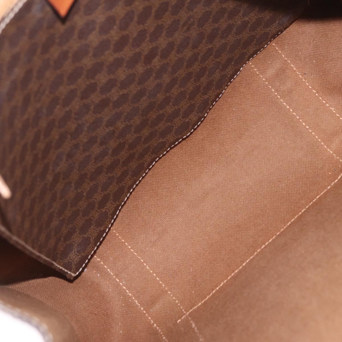 CELINE Macadam Canvas Tote Bag PVC Leather Brown Gold Auth gh2470