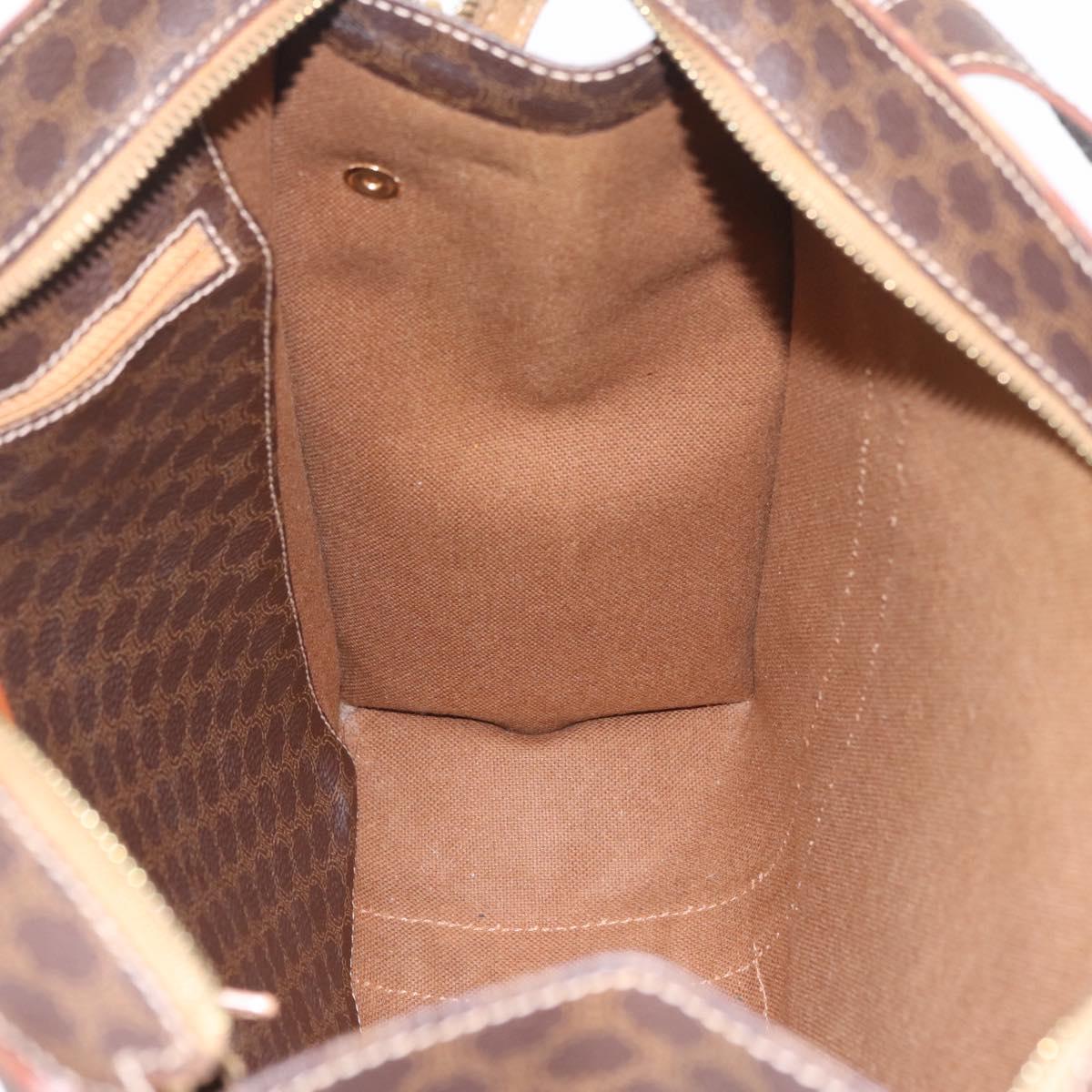 CELINE Macadam Canvas Tote Bag PVC Leather Brown Gold Auth gh2470