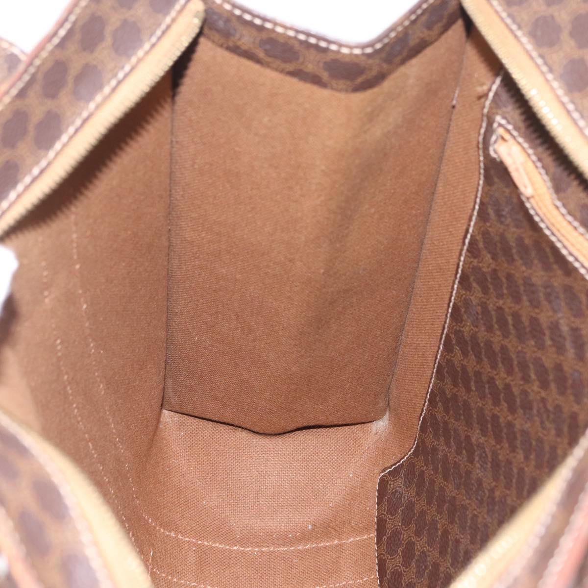 CELINE Macadam Canvas Tote Bag PVC Leather Brown Gold Auth gh2470