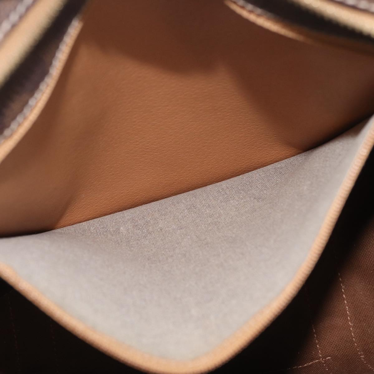 CELINE Macadam Canvas Tote Bag PVC Leather Brown Gold Auth gh2470