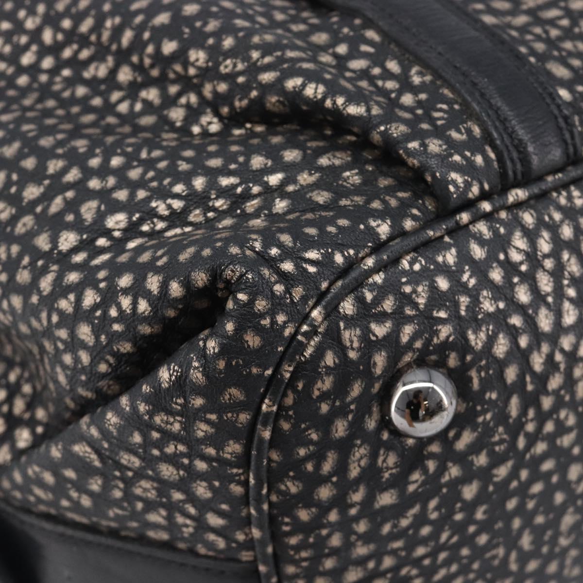 LOEWE Boston Bag Leather Black Silver Auth gh2472A