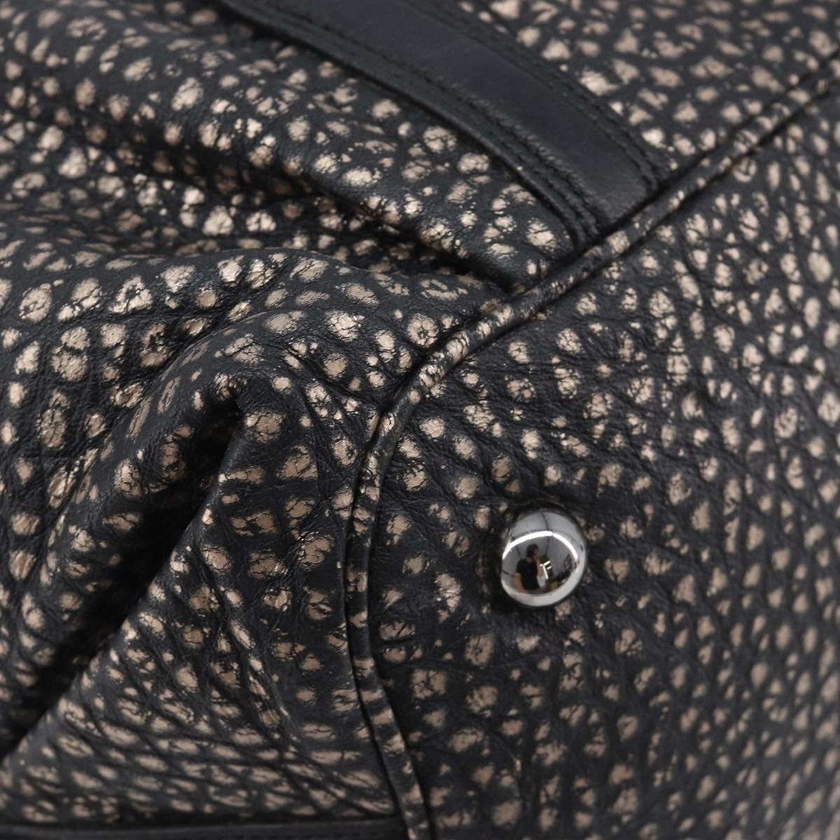 LOEWE Boston Bag Leather Black Silver Auth gh2472A