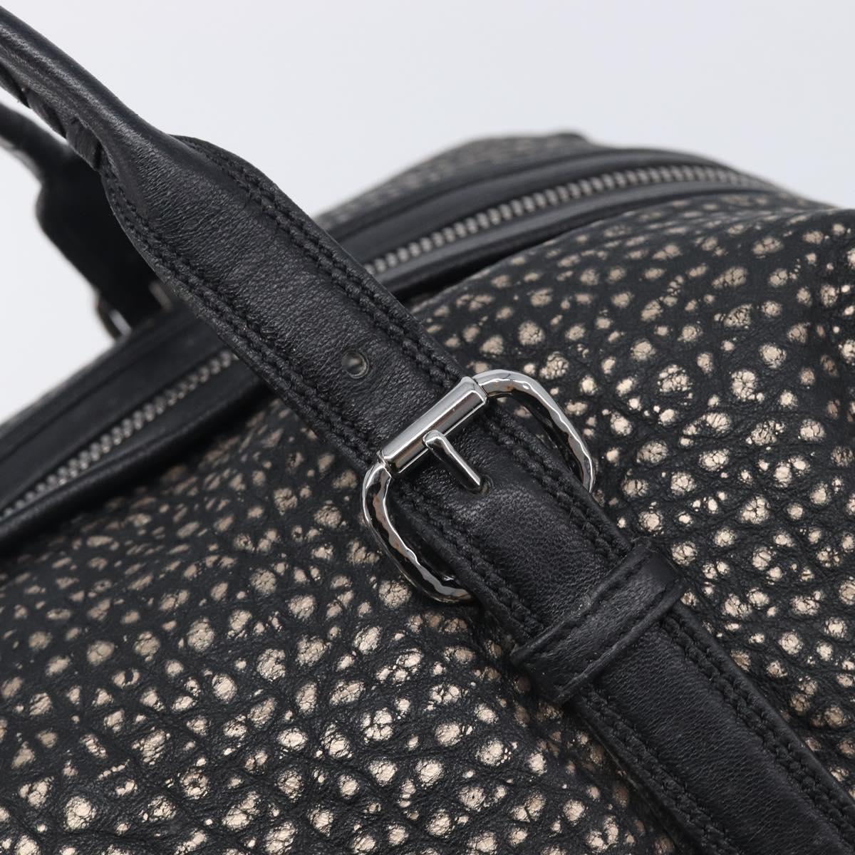 LOEWE Boston Bag Leather Black Silver Auth gh2472A