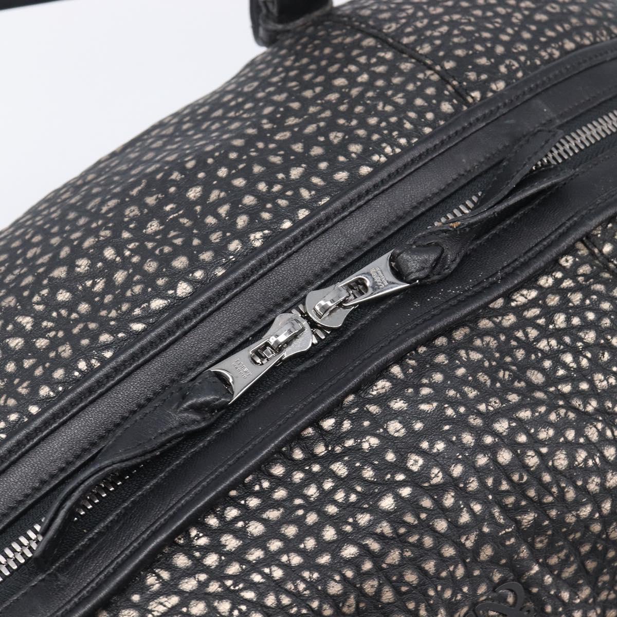 LOEWE Boston Bag Leather Black Silver Auth gh2472A