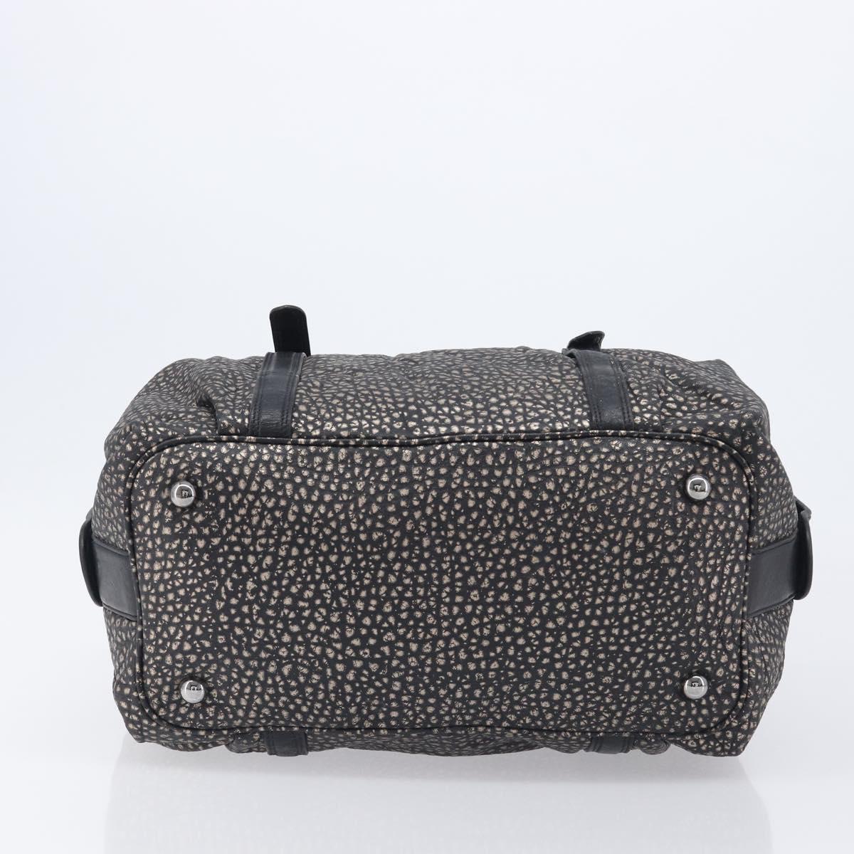 LOEWE Boston Bag Leather Black Silver Auth gh2472A