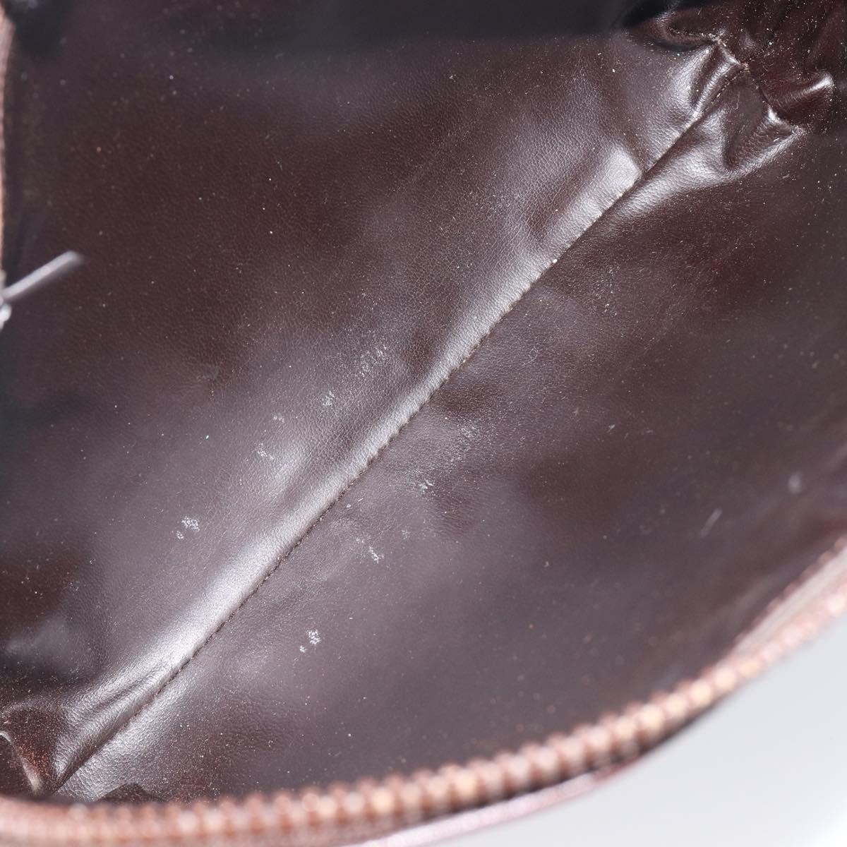 CELINE Macadam Canvas Shoulder Bag Leather Brown Gold Auth gh2474