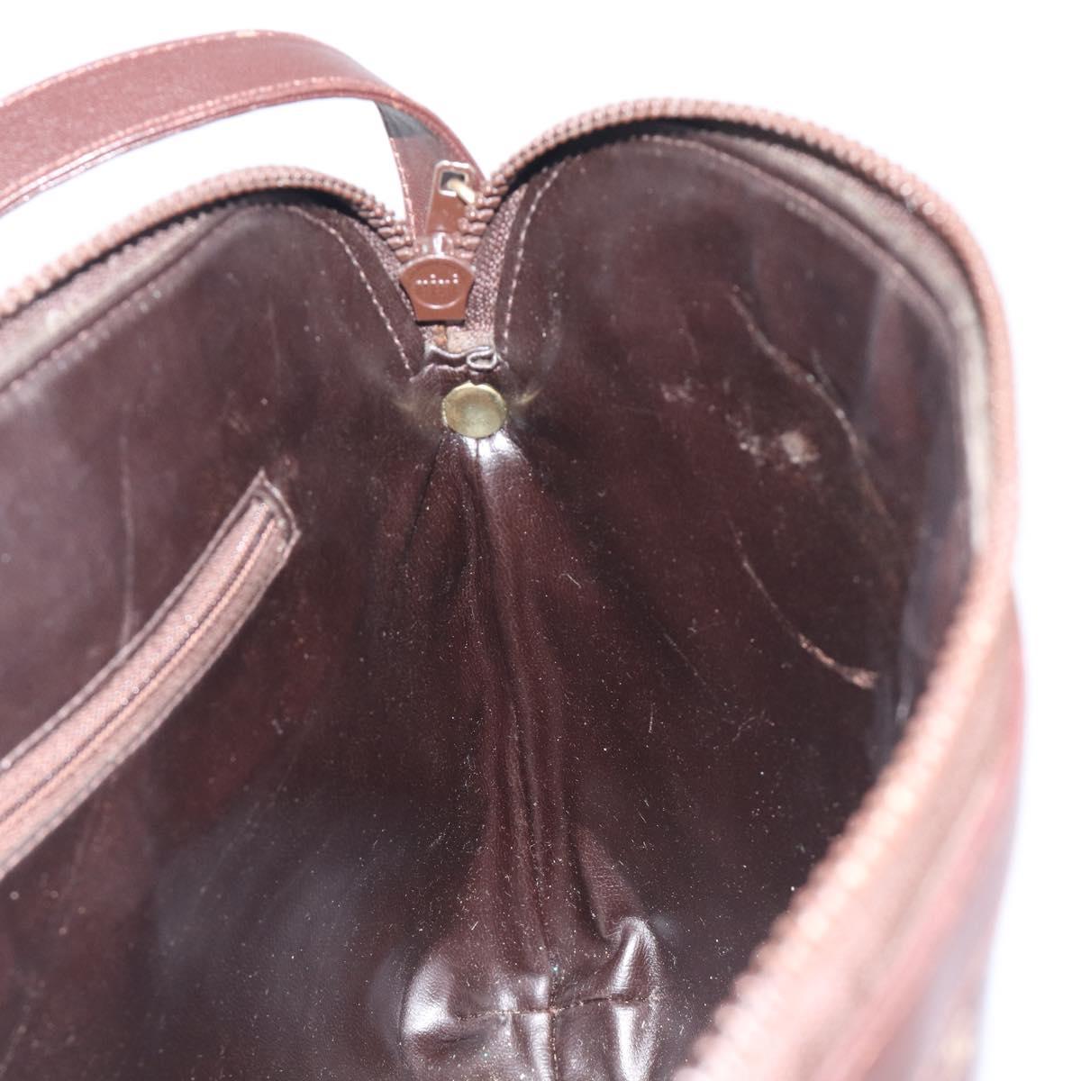 CELINE Macadam Canvas Shoulder Bag Leather Brown Gold Auth gh2474