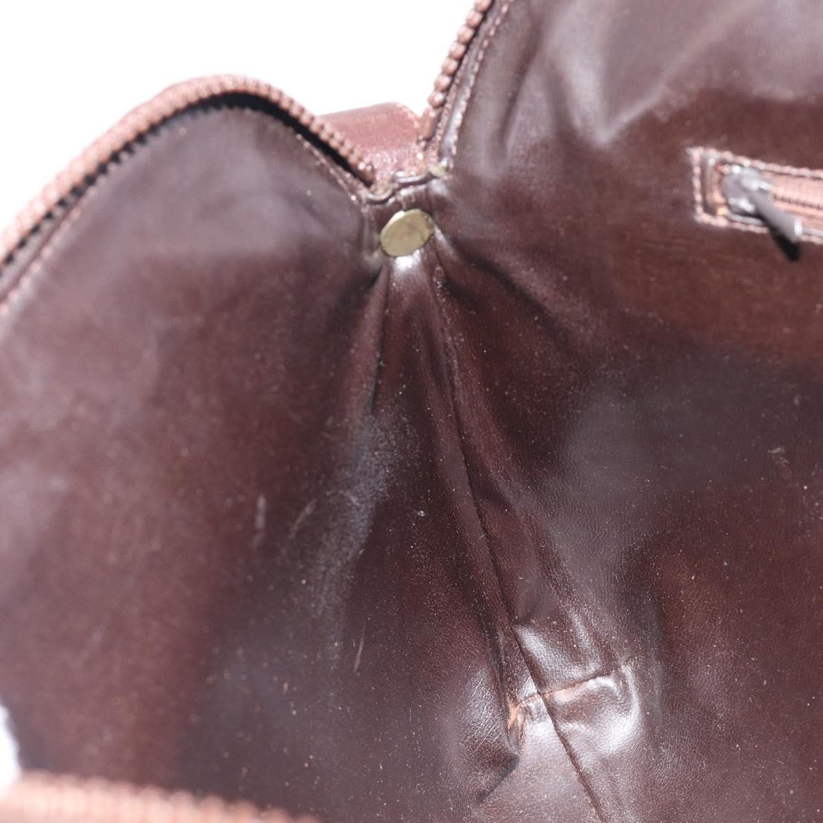 CELINE Macadam Canvas Shoulder Bag Leather Brown Gold Auth gh2474