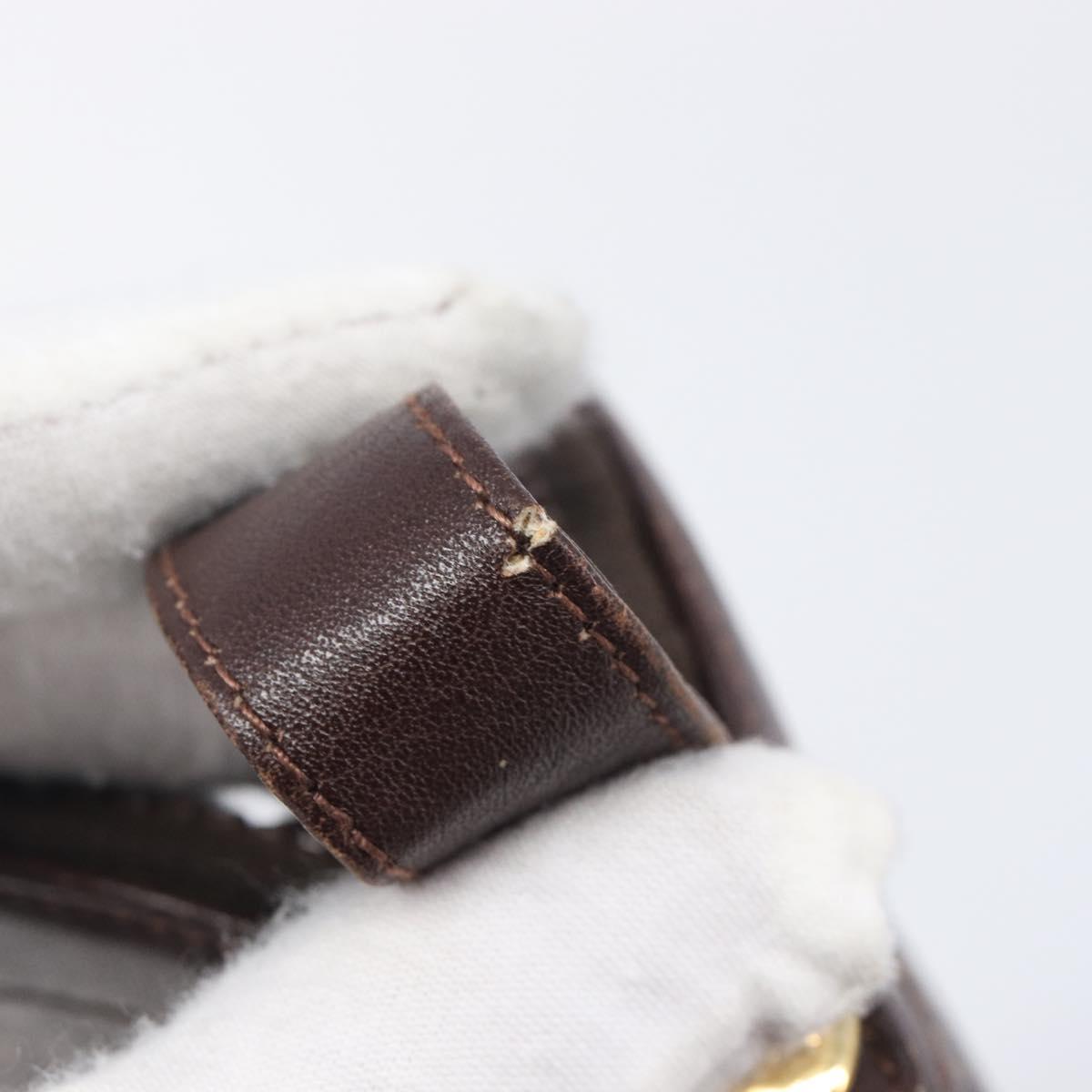 CELINE Macadam Canvas Shoulder Bag Leather Brown Gold Auth gh2474