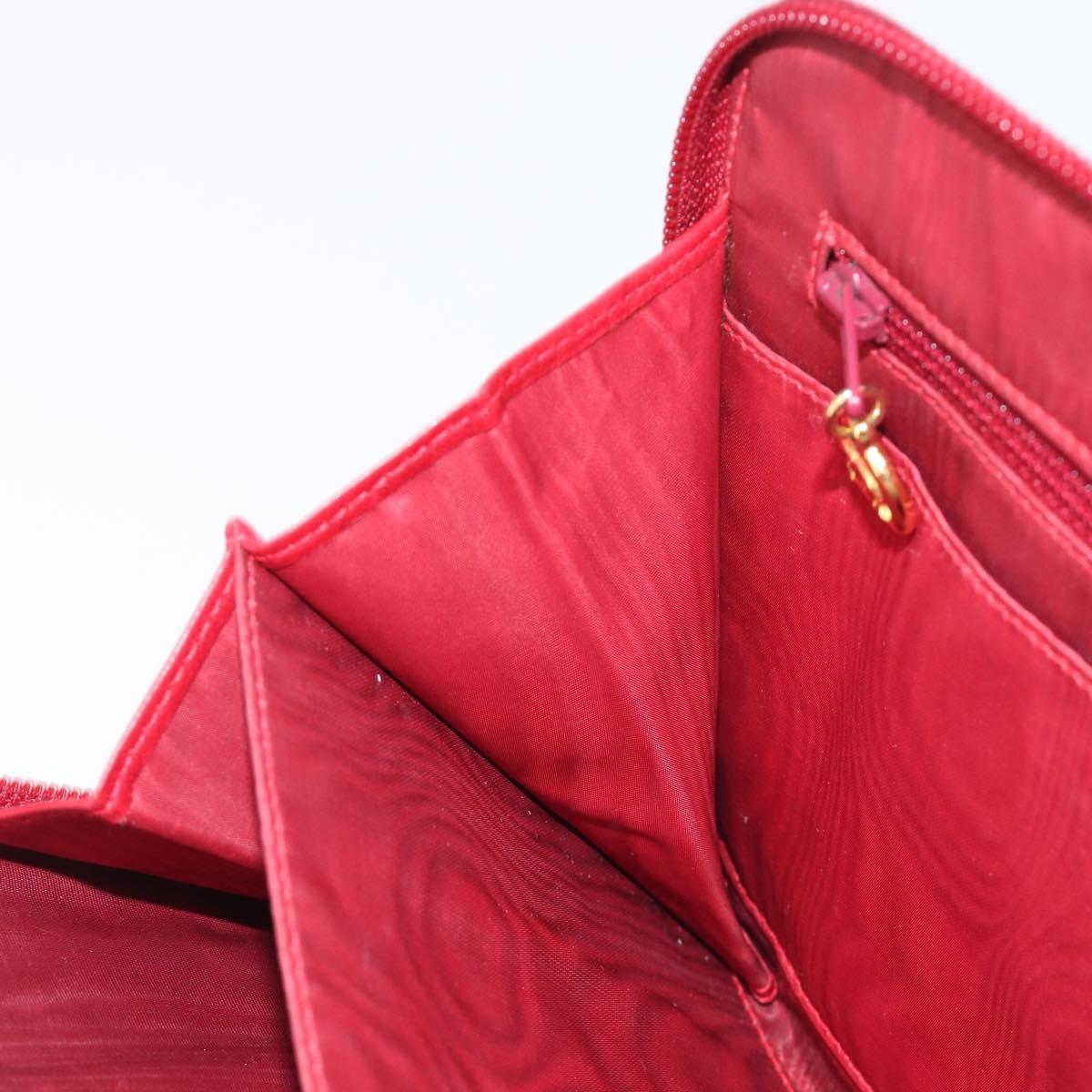 CHANEL Clutch Bag Patent leather Red Gold CC Auth gh2475
