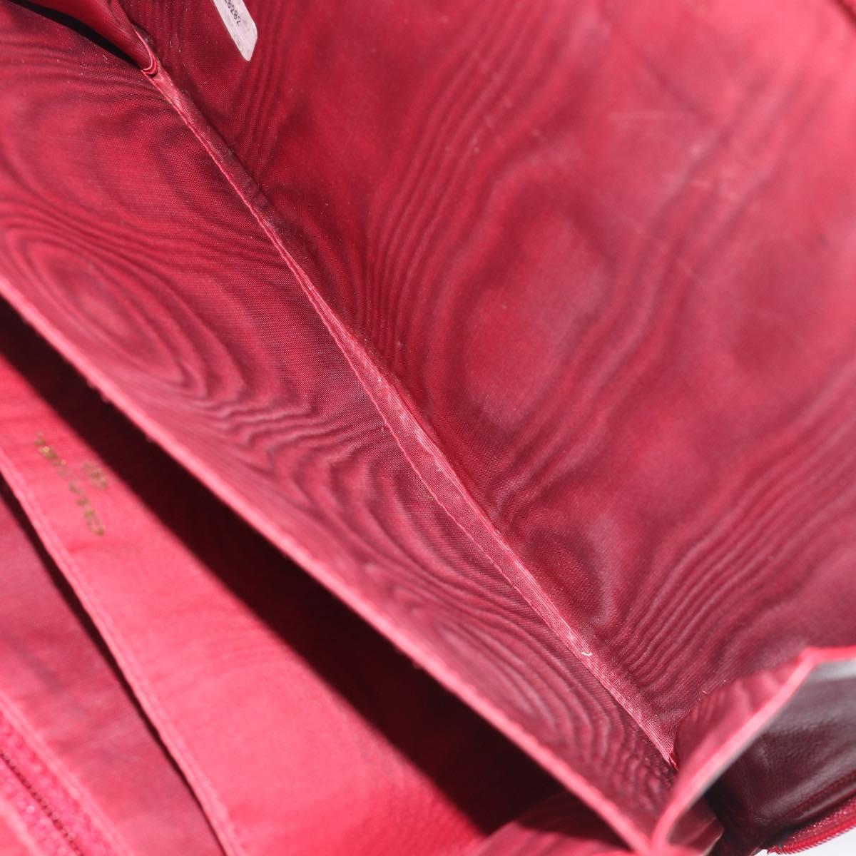 CHANEL Clutch Bag Patent leather Red Gold CC Auth gh2475
