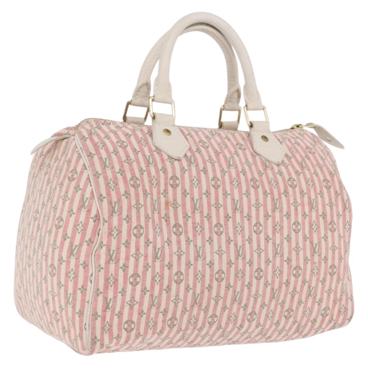 LOUIS VUITTON Monogram Mini Lin Croisette Speedy 30 Bag Pink M95501 Auth gh2476