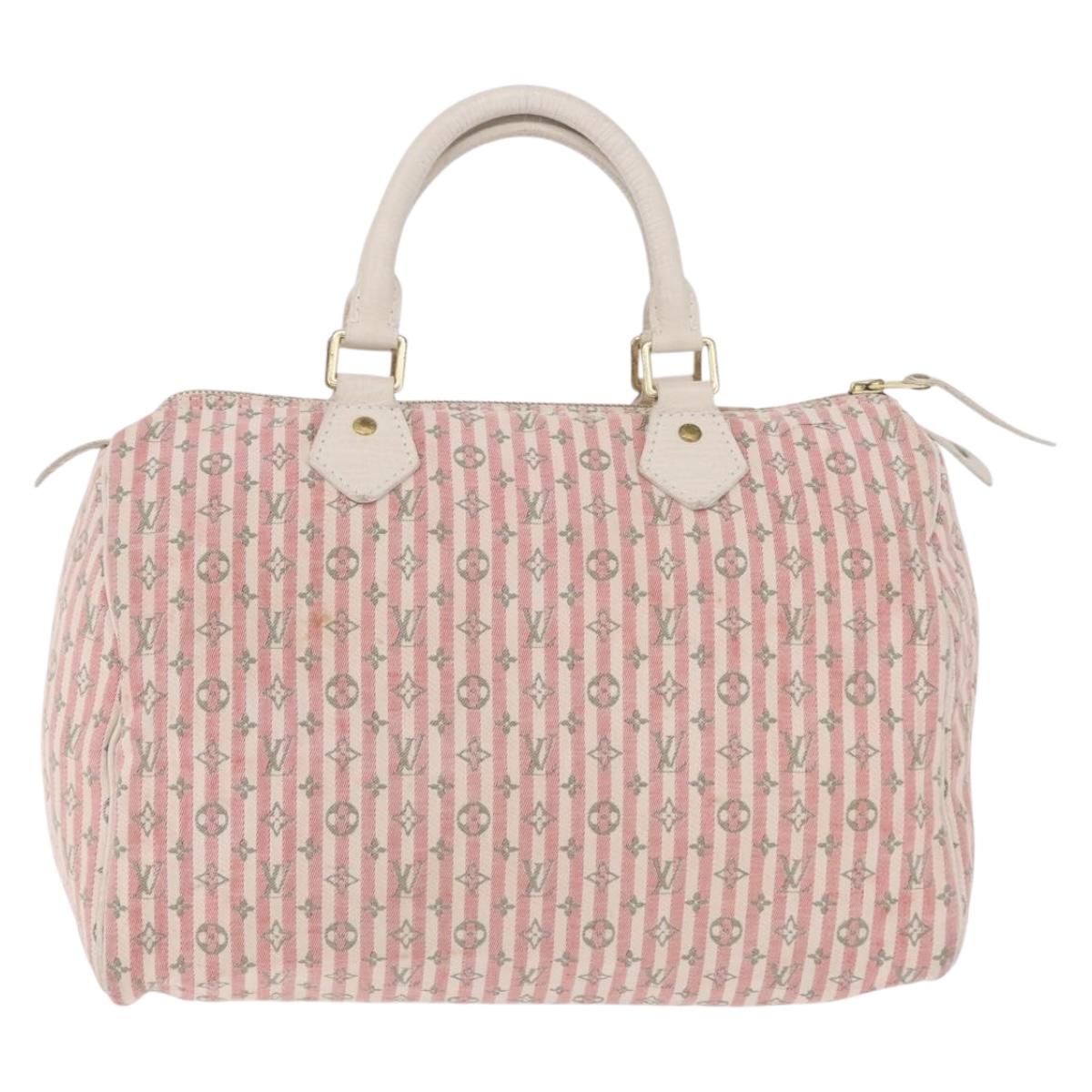 LOUIS VUITTON Monogram Mini Lin Croisette Speedy 30 Bag Pink M95501 Auth gh2476