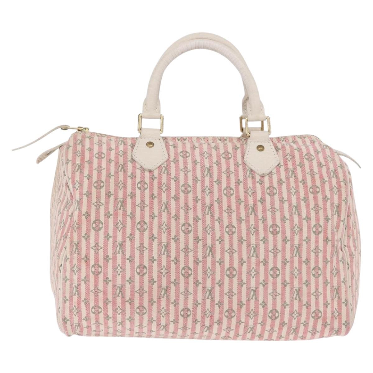 LOUIS VUITTON Monogram Mini Lin Croisette Speedy 30 Bag Pink M95501 Auth gh2476