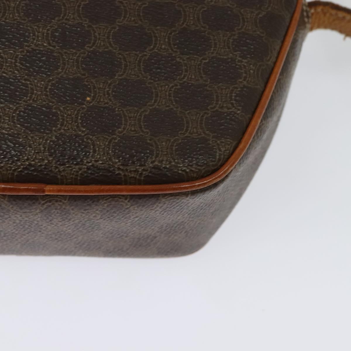 CELINE Macadam Canvas Shoulder Bag PVC Leather Brown Gold Auth gh248