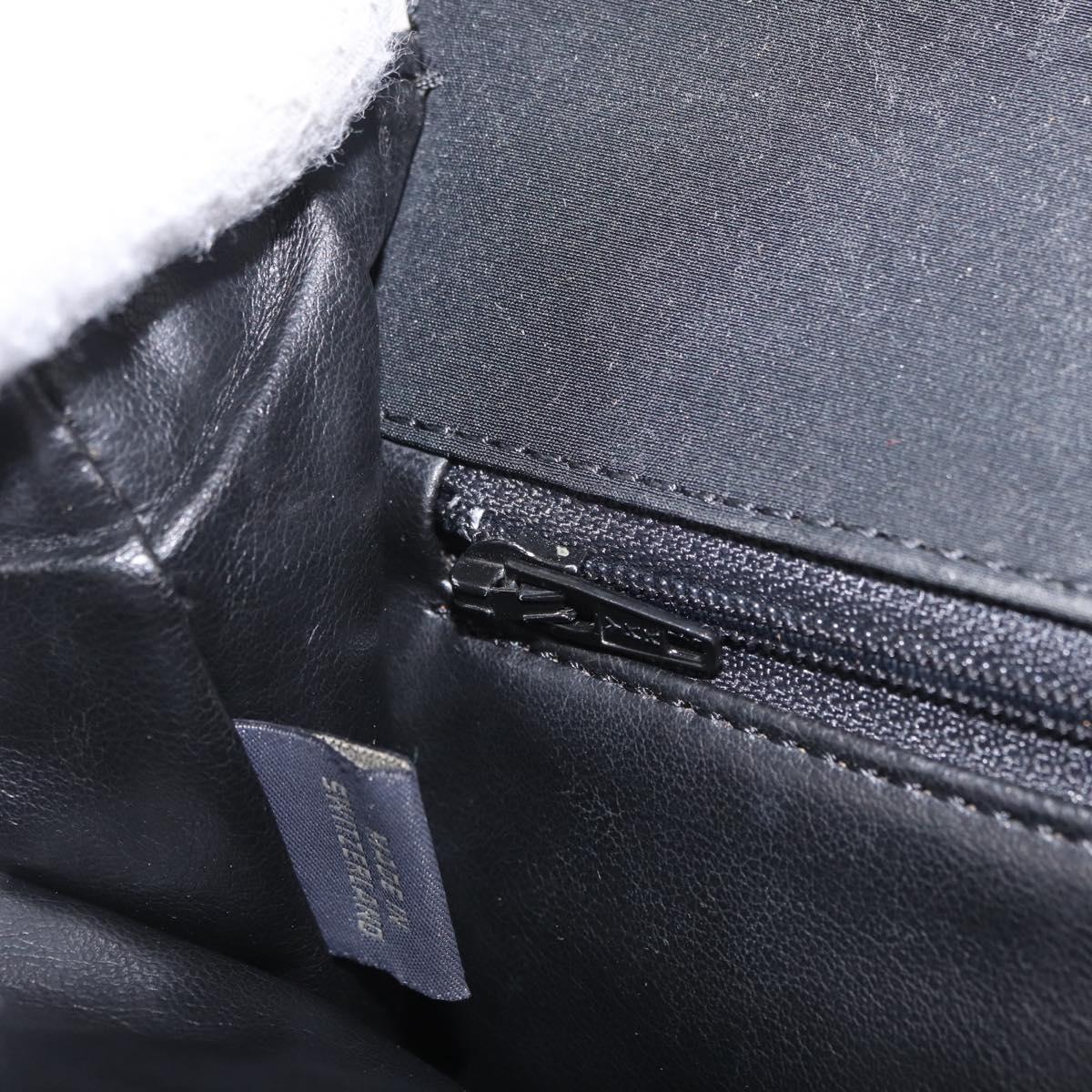 Bally Chain Shoulder Bag Canvas Black Gold Auth gh2482