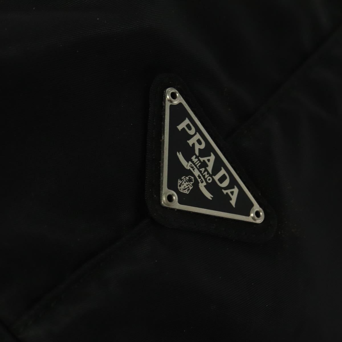 PRADA Hand Bag Nylon Black Silver Auth gh263