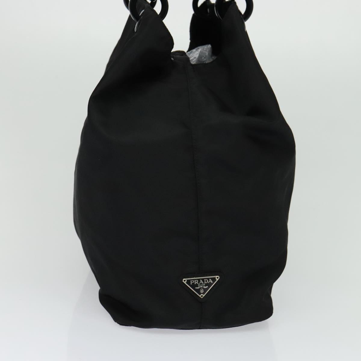 PRADA Hand Bag Nylon Black Silver Auth gh263
